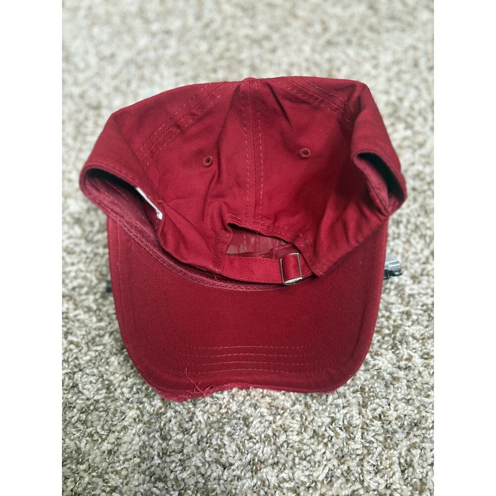 Burgundy Distressed Baseball Cap - Picture 5 of 7